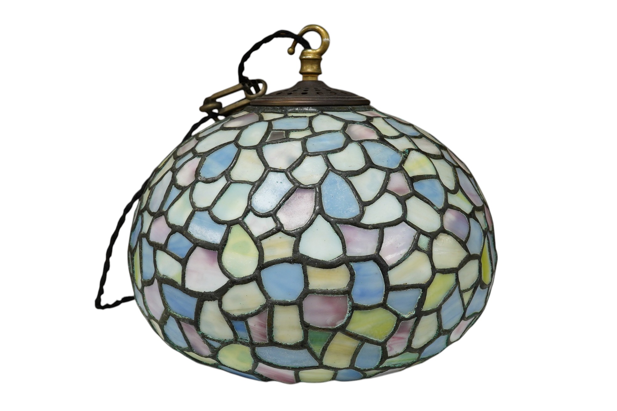 A 20th century Tiffany style pastel glass ceiling lamp, 24cm high